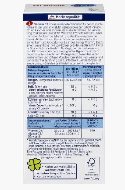 Витаминный комплекс D3 Mivolis Vitamin D3 старше 50+  60 капсул Германия