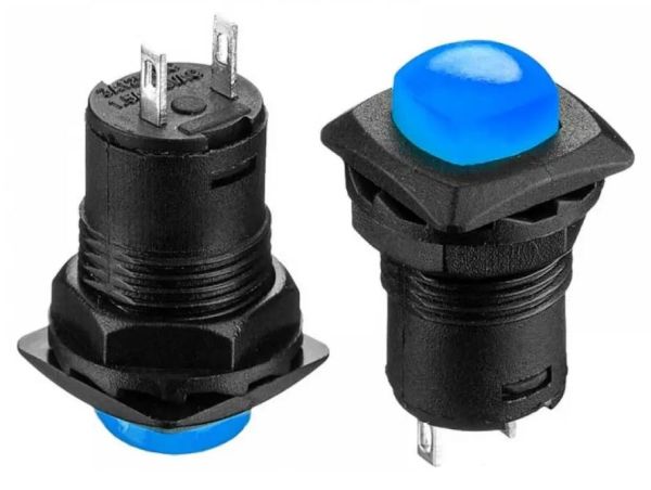 Кнопка нажимная без фиксации DS-225 OFF-(ON) синяя 1,5А Daier 1014150