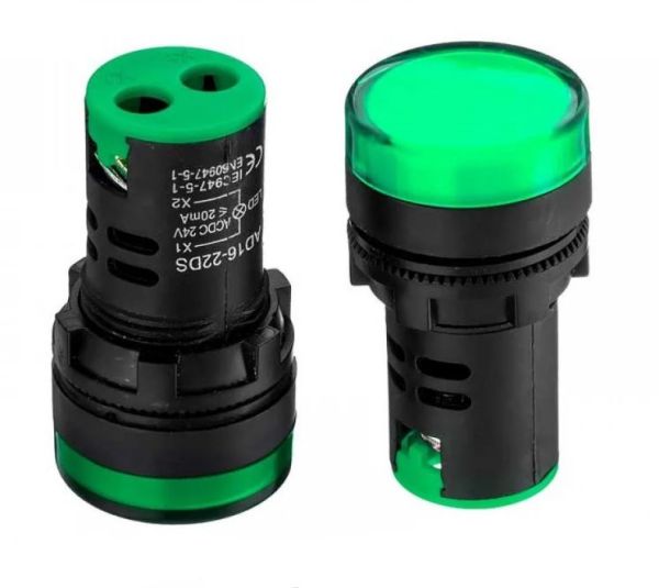 Светодиодный индикатор AD16-22DS 220V зеленый d=22мм Daier 1013206