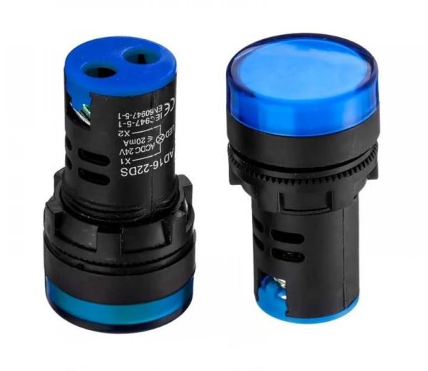 Светодиодный индикатор AD16-22DS 24V синий d=22мм Daier 1013204