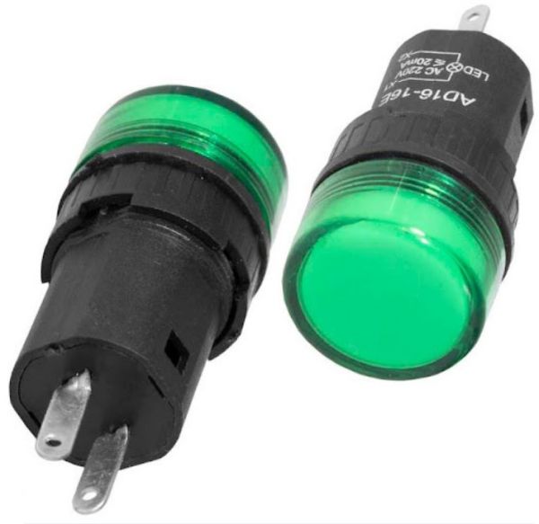 Светодиодный индикатор AD16-16Е 12V зеленый d=16мм Daier 1013199