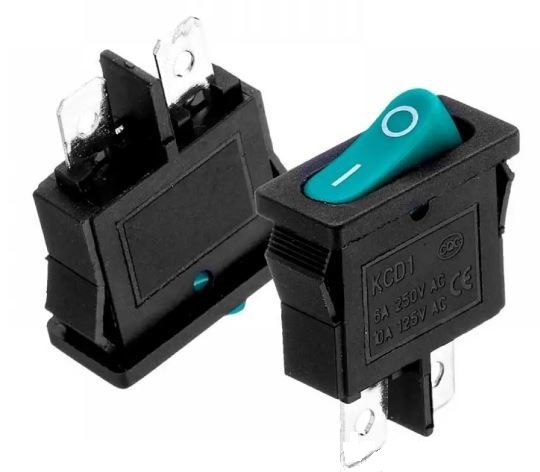 Переключатель KCD1-101-12, ON-OFF, 6А (2pin), 250V, зеленый Daier 1015608