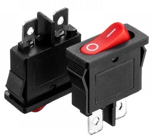 Переключатель KCD1-101-12, ON-OFF, 6А (2pin), 250V, красный Daier 1015609
