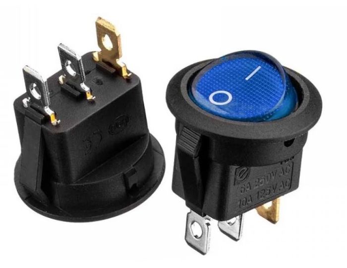 Перемикач KCD1-101N-8 з підсвічуванням ON-OFF (3pin) синій Daier 1015641
