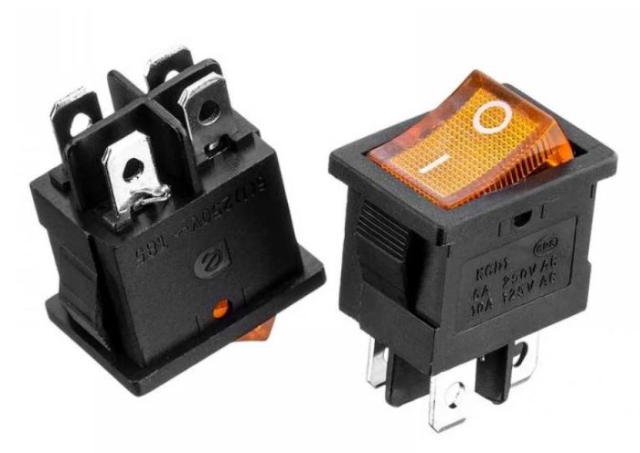 Переключатель KCD1-201N-4 ON-OFF 6А 250В (4pin) желтый Daier 1015676