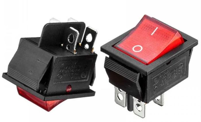 Перемикач KCD2-201/N ON-OFF 16А 250V (4pin) червоний Daier 1015687