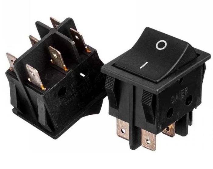 Переключатель KCD2-202-2, ON-ON, 16А (6pin), 250V,  27.8х21.8мм Daier 1015708