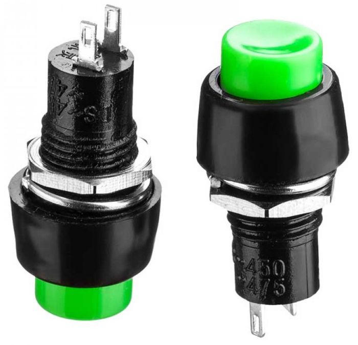 Кнопка натискна без фіксації DS-451 OFF-(ON) 2А зелена Daier 1014180