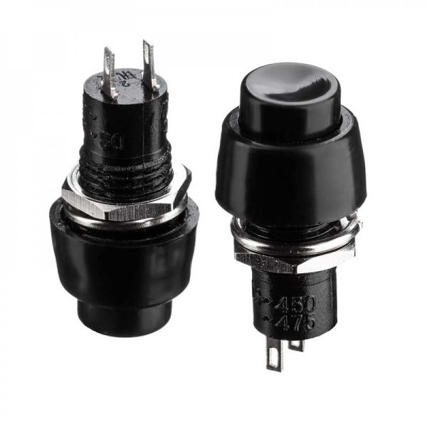 Кнопка нажимная без фиксации DS-451 OFF-(ON)  2А черная Daier 1014182