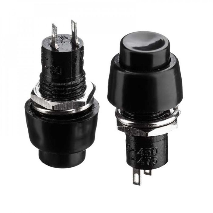 Кнопка нажимная без фиксации DS-451 OFF-(ON)  2А черная Daier 1014182