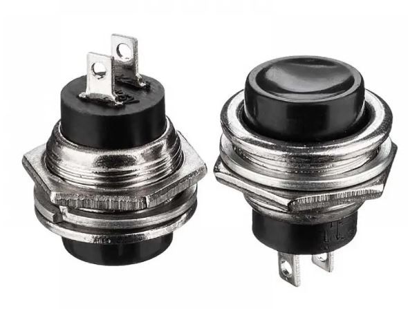 Кнопка натискна без фіксації DS-212 OFF-(ON) чорна 3А Daier 1014146