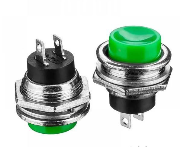 Кнопка натискна без фіксації DS-212 OFF-(ON) зелена 3А Daier 1014143