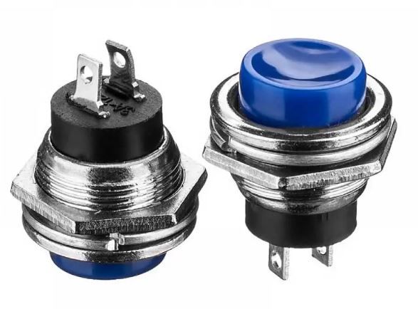 Кнопка нажимная без фиксации DS-212  OFF-(ON) синяя 3А Daier 1014145