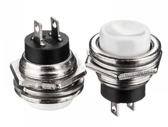 Кнопка нажимная без фиксации DS-212  OFF-(ON) белая 3А Daier 1014141