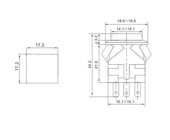 Кнопка натискна з фіксацією KD2-23 ON-ON 6А 250В червона Daier 1018190