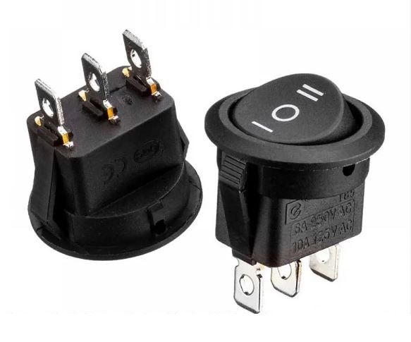 Переключатель KCD1-103-8, ON-OFF-ON, (3pin) черный 1015658