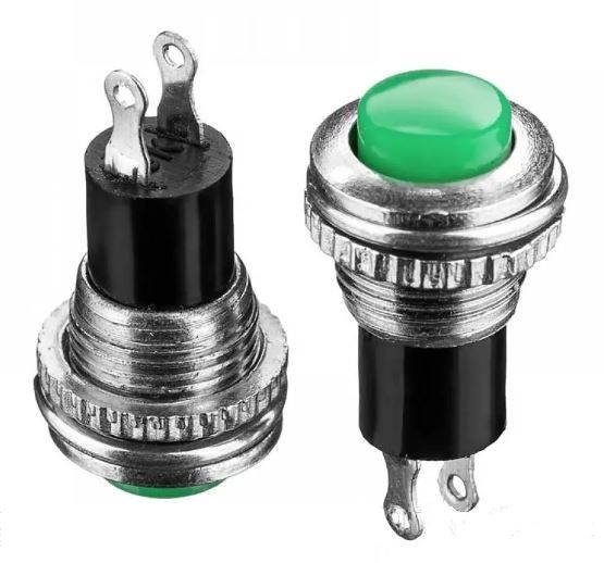Кнопка нажимная без фиксации DS-316 OFF-(ON) зеленый 0,5А Daier 1014166