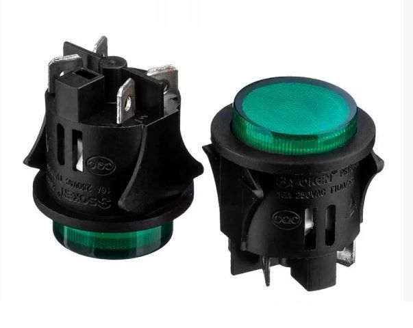Кнопка нажимная с фиксацией PS-18-16 OFF-ON зеленый 250V 16А Daier 1014208