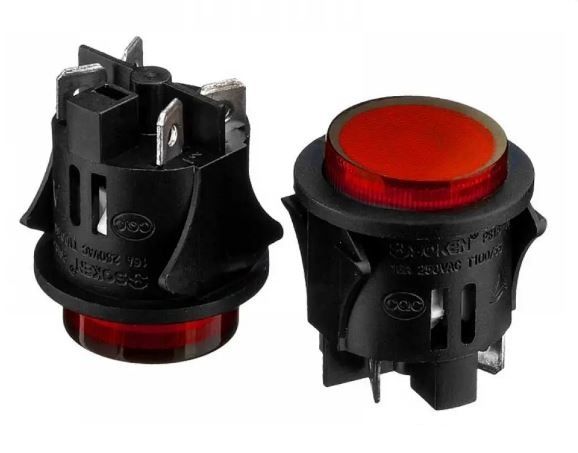 Кнопка нажимная с фиксацией PS-18-16 OFF-(ON) красний 250В 16А Daier 1014209