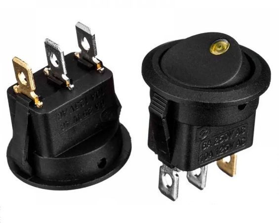 Переключатель KCD1-101EN-8 ON-OFF LED черный 250В 6А Daier 1015628