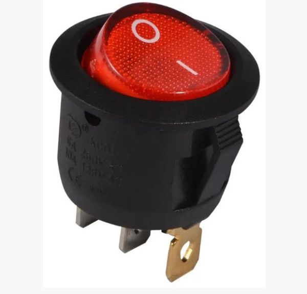 Переключатель KCD1-101N-5 OFF-(ON) (3pin) красный 250В 6А Daier 1015632