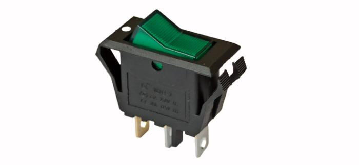 Переключатель  KCD3-2 ON-OFF (3pin) зеленый 250В 15А Daier 1015727