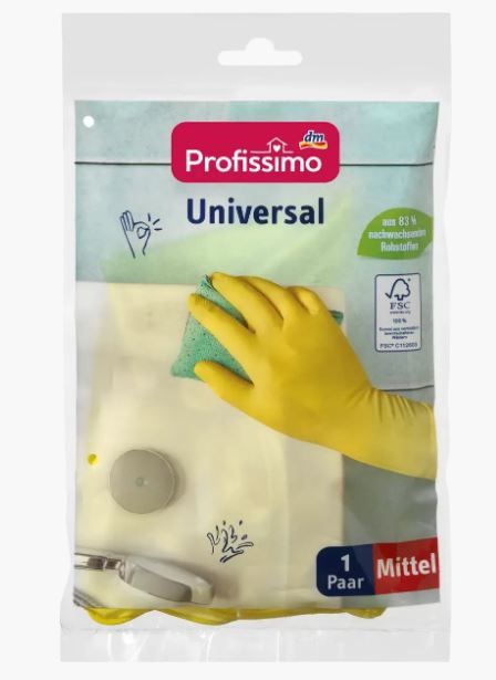 Резиновые перчатки для уборки в доме Profissimo Mittel 1 пара 4066447123609