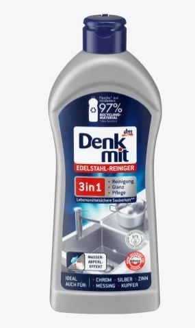 Крем для чищення техніки з нержавіючої сталі Denkmit Edelstahl-Reiniger 3 1 300мл. Німеччина 4066447232011