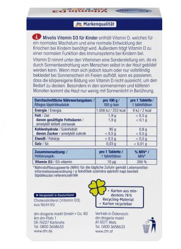 Витаминный комплекс D3 Mivolis Vitamin D3 для детей от 4-х лет 60 капсул Германия 4058172777790
