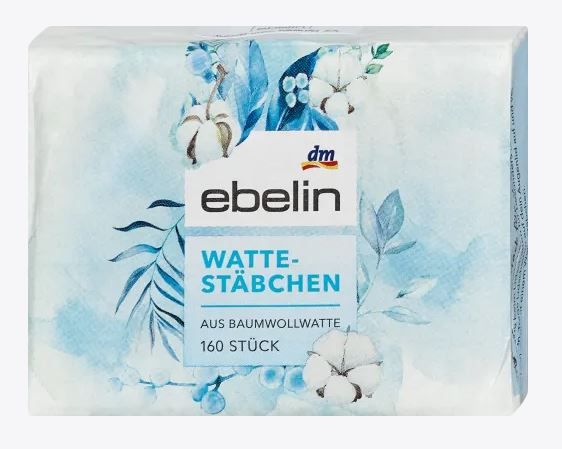 Ватные палочки Еbelin Wattestabchen 160шт. Германия 4066447016741