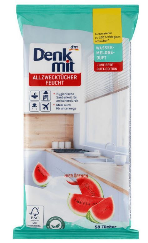 Салфетки для уборки Denkmit Feuchte Allzwecktucher Wassermelone Duft  50шт. 4066447088083