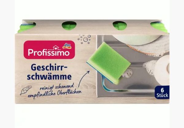 Губки для мытья посуды Profissimo Geschirrschwamme зеленая 6шт. Германия 4058172673436