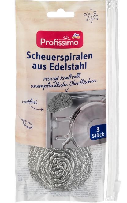 Губки  из нержавеющей стали Profissimo Scheuerspiralen aus Edelstahl  4066447200140