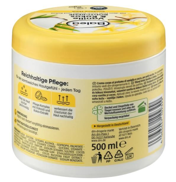 Крем для тела увлажняющий Balea Vanille+Cocos 500мл 4066447109399