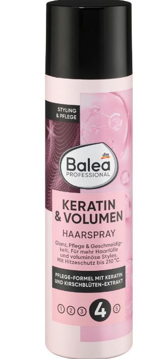 Лак для волос Balea Professional Hairspray Keratin&Volume Power-4 250мл Германия 4066447376791