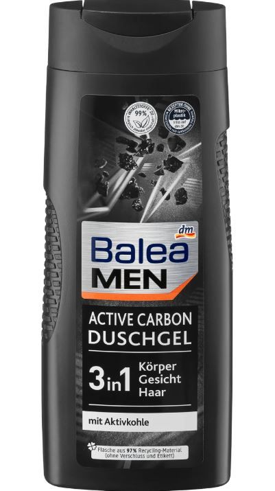 Гель для душу Balea Men Active Carbon 3in1 300мл. Німеччина 4066447054651