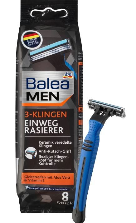Бритвы одноразовые мужские Balea Men 3-Klingen Einwegrasierer на 3 лезвия 8шт/уп 4066447044454