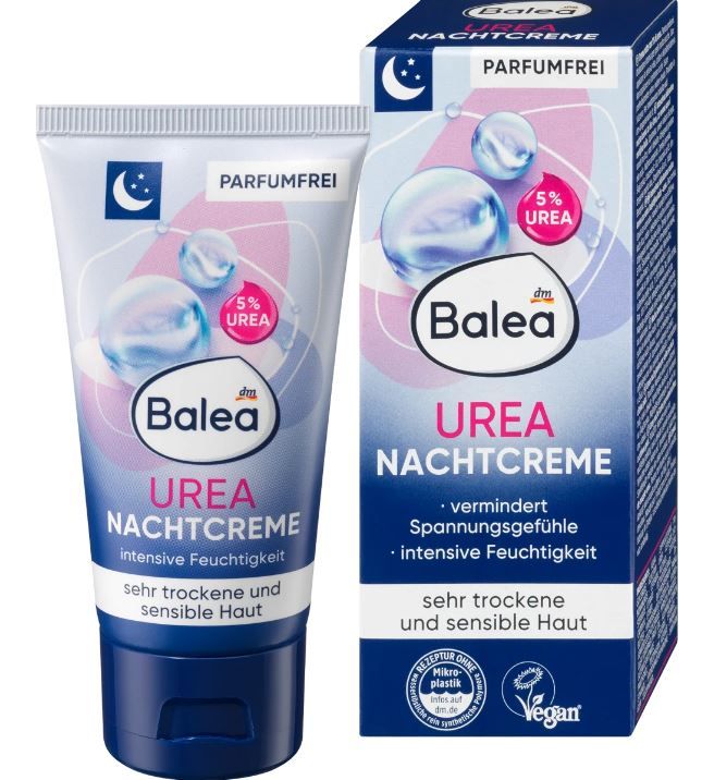 Крем для обличчя нічний зволожуючий Balea 5% Urea Nachtcreme 50мл Німеччина 4066447101836
