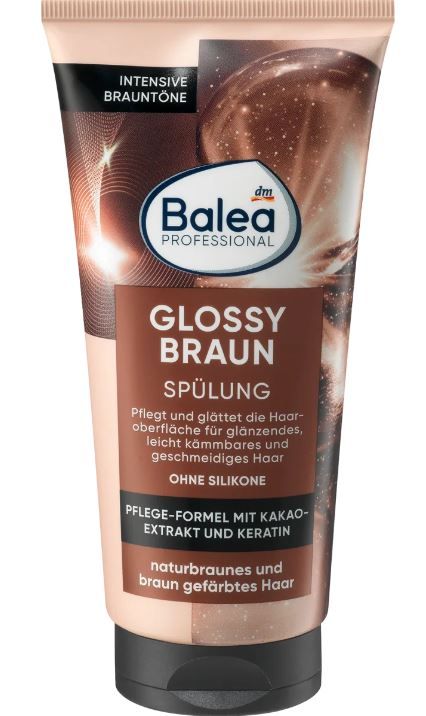 Кондиционер для волос профессиональный Balea Glossy Braun красящий с пантенолом 200мл 4066447240948