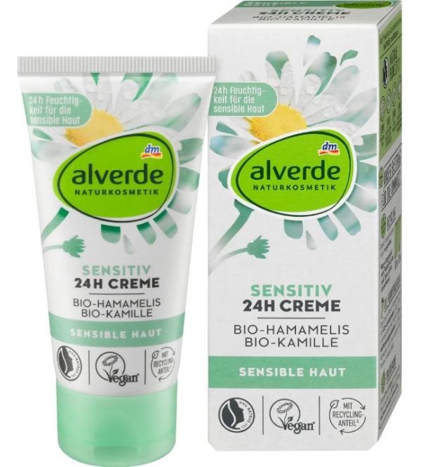 Крем для лица увлажняющий Alverde Sensitive 24h Creme Naturskosmetik 50мл 4066447107036