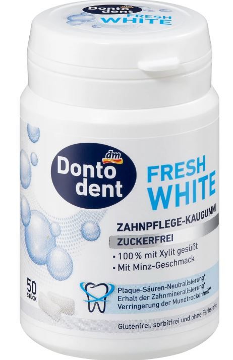 Жевательная резинка Dontodent  Fresh White без сахара 50шт. Германия 4066447580150