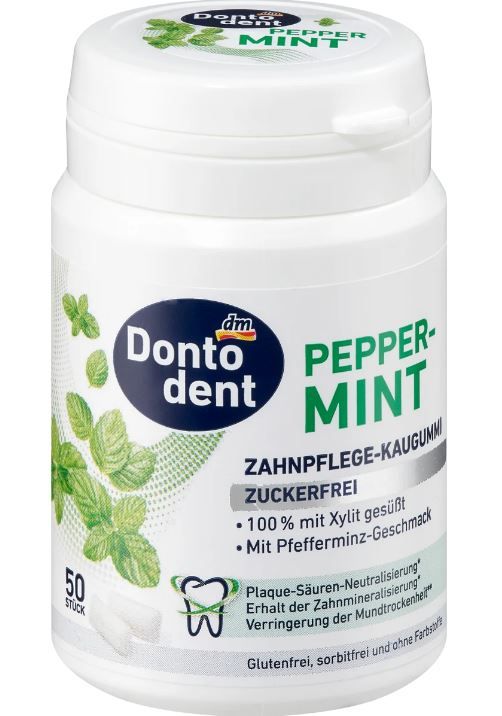 Жевательная резинка Dontodent Peppermint без сахара мятная 50шт. Германия 4066447580174