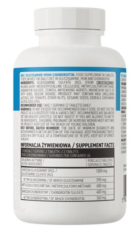 Витаминный комплекс для суставов и связок OstroVit Glucosamine + Msm + Chondroitin 90таб. Польша Ost-019