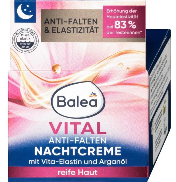 Крем для лица ночной питательный Balea Vital Anti-Falten для зрелой кожи 50мл 4066447101799
