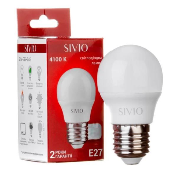 Лампа світлодіодна Sivio нейтральна біла SIVIO-E27-G45-6W-4100K 1012813
