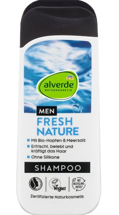 Шампунь Alverde Men Fresh Nature Shampoo з органічним хмелем зміцнюючий 200 мл Німеччина 4066447523706