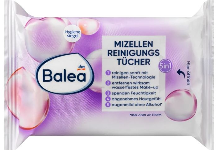 Салфетки для лица мицеллярные очищающие Balea 5in1 Mizellen Reinigungstucher 25шт. Германия 4058172997143