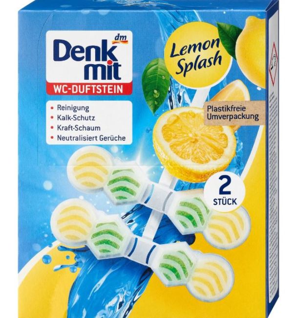 Ароматизатор для туалета в унитаз Denkmit Lemon Splash 2шт Германия 4066447289299