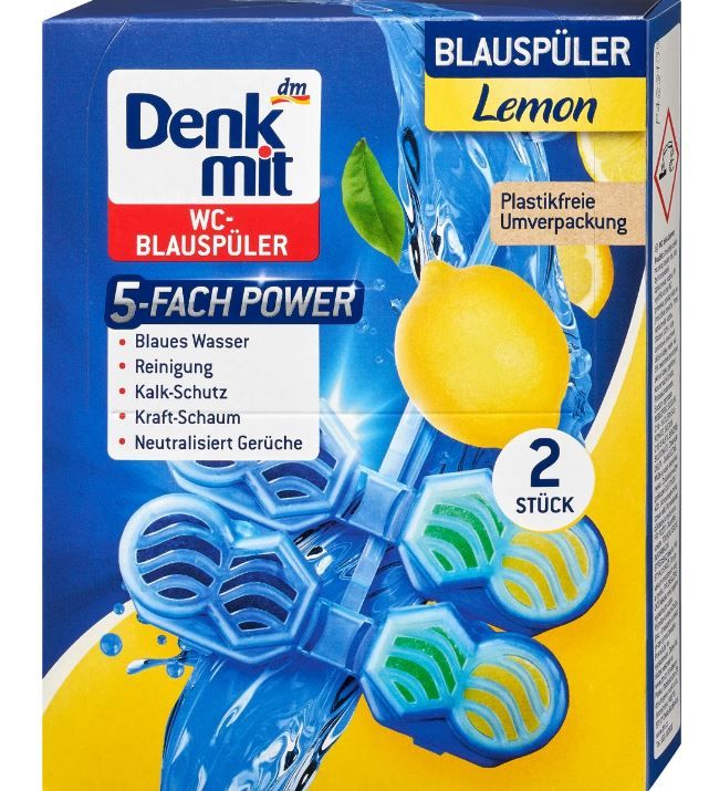 Ароматизатор для туалету в унітаз Denkmit Blauspuler Lemon 5-fach Powe 2шт Німеччина 4066447289312