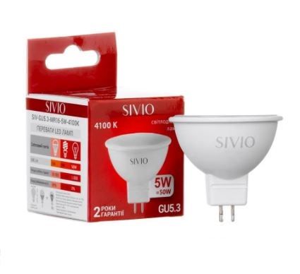 Лампа світлодіодна Sivio нейтральна біла SIVIO-5W-MR16-GU5.3-4100K 1012815